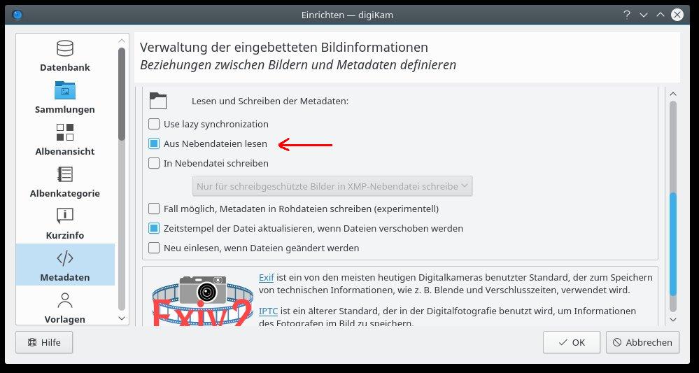 Digikam XMP Einstellungen